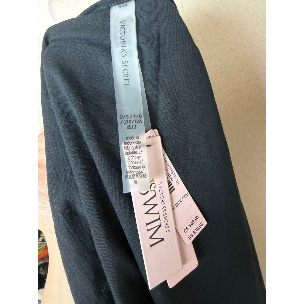 Victorias Secret Swim Black Cotton Sarong Wrap Cover Up OS NWT - Picture 4 of 5